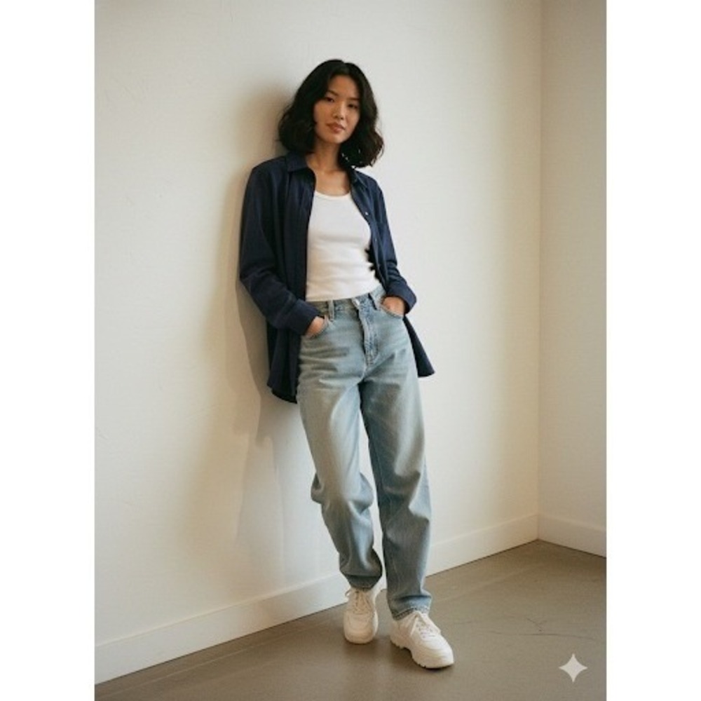 GAP Navy Faux Suede Boyfriend Shirt • 90s Minimalist Suede Button Down Small
